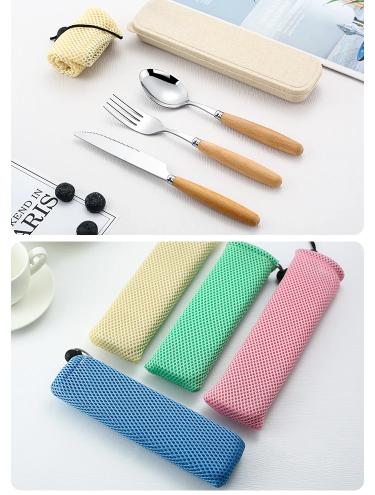 S0c66e42667dd4cef9bb2117e23f8a0468.webp 304 Dinnerware Set Flatware Stainless Steel Portable Cutlery Sets Camping Travel Set Case Knife Fork Spoon Kitchen Accessories