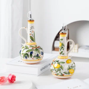 S0c7361e7caec42898eb771c8902bdcd1h.webp Hand-Painted Ceramic Oil Bottle Kitchen Storage Nordic Vinegar Oil Dispenser Cooking Utensil for Home Use Kitchen Seasoning Jar