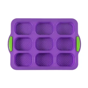 Bakeware 9 Grids Silicone Cake Mold Silicone Non-Stick Bread Baking Form Non-slip Reusable Silicone Baking Pan Baking Tool