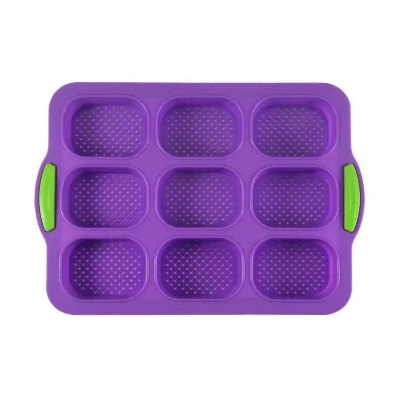 Bakeware 9 Grids Silicone Cake Mold Silicone Non-Stick Bread Baking Form Non-slip Reusable Silicone Baking Pan Baking Tool