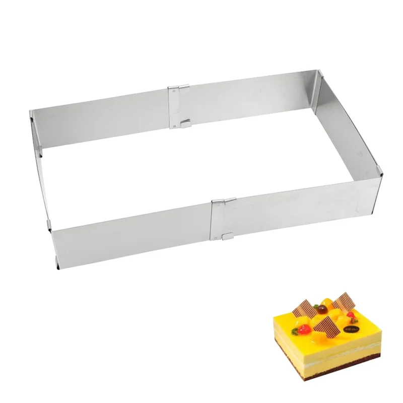 S120a5dbccc32403088cdc031dcdce567y.webp Bakeware Stainless Steel Adjustable Mousse Ring DIY Cake Decorating Mould Square Cake Mold Dessert Baking Tool