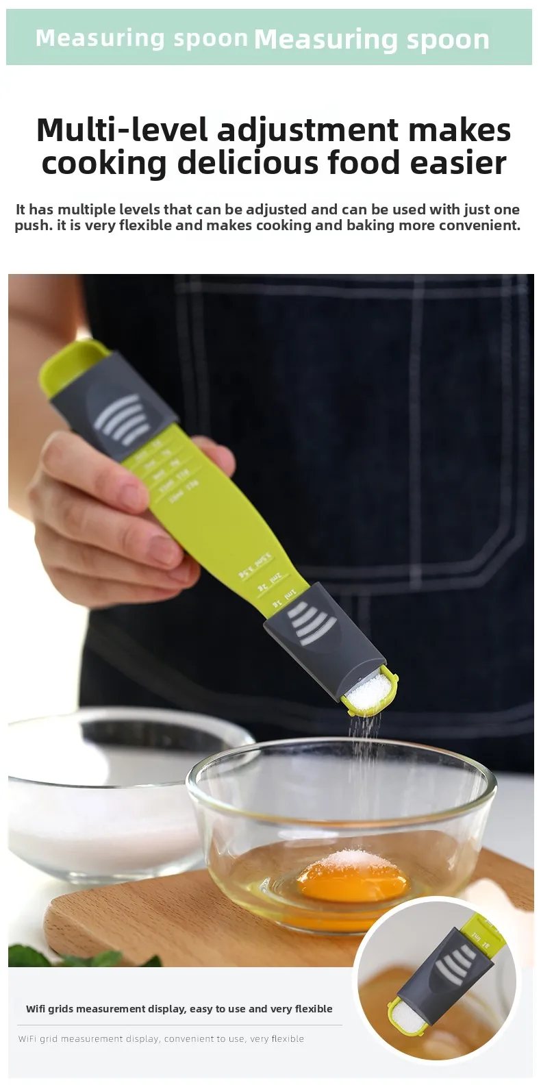 Kitchen Household Adjustable Measuring Spoon with Scale, Gram-controlled Salt and Milk Powder Measuring Spoon