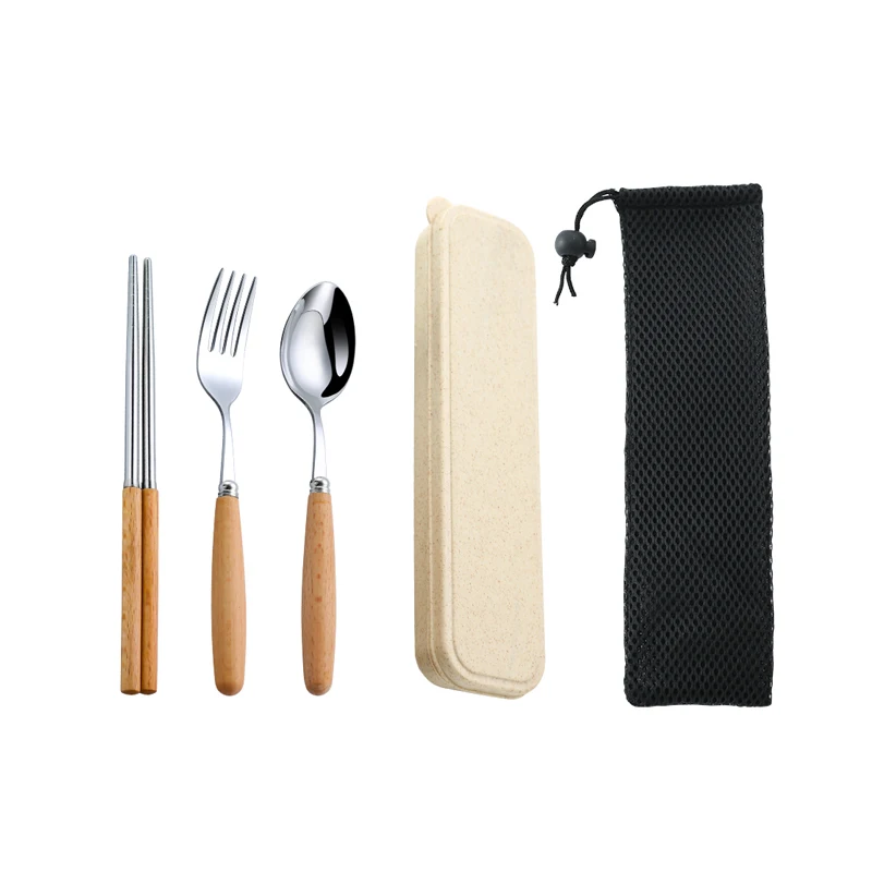 S1c0674aa5f084f3b9daa3e435be0f64aV.webp 304 Dinnerware Set Flatware Stainless Steel Portable Cutlery Sets Camping Travel Set Case Knife Fork Spoon Kitchen Accessories