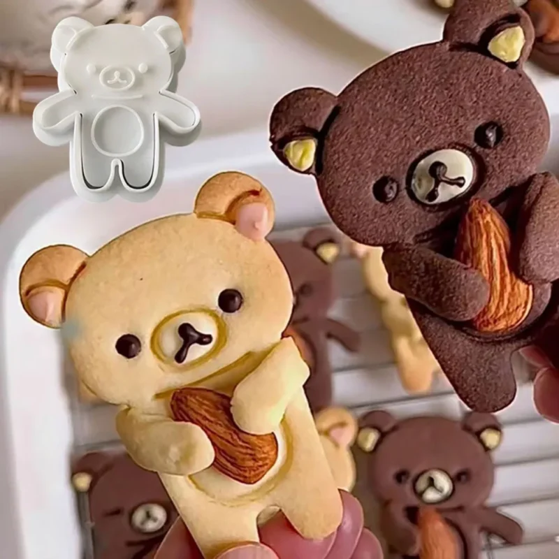 S1dc90d4499f84fb8ab50dedf8d8b33das.webp Cartoon Hug Bear Cookie Cutters Biscuit Mold Stamp Kitchen Baking Pastry Bakeware Dessert Baking Supplies