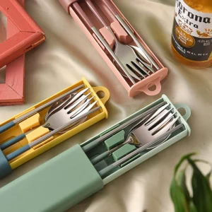 S2c3ce8c5907543b8b743449a04488c08u.webp 304 Dinnerware Set Flatware Stainless Steel Portable Cutlery Sets Camping Travel Set Case Knife Fork Spoon Kitchen Accessories