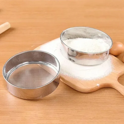 S2ceb1b6e783349349a5bcf809e6d9320K.webp Kitchen Useful Small Tools Multifunctional Manual Flour Mesh Powder Stainless Steel Flour Sieve Practical Durable Accessories