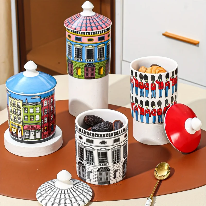 S3296ac1554f34ffab51eccbd0eaf8ea13.webp Nordic Inspired Ceramic Storage Jar with Lid Kitchen Dining Container for Coffee Beans Tea Flour Sugar Bottle Kitchen Storage