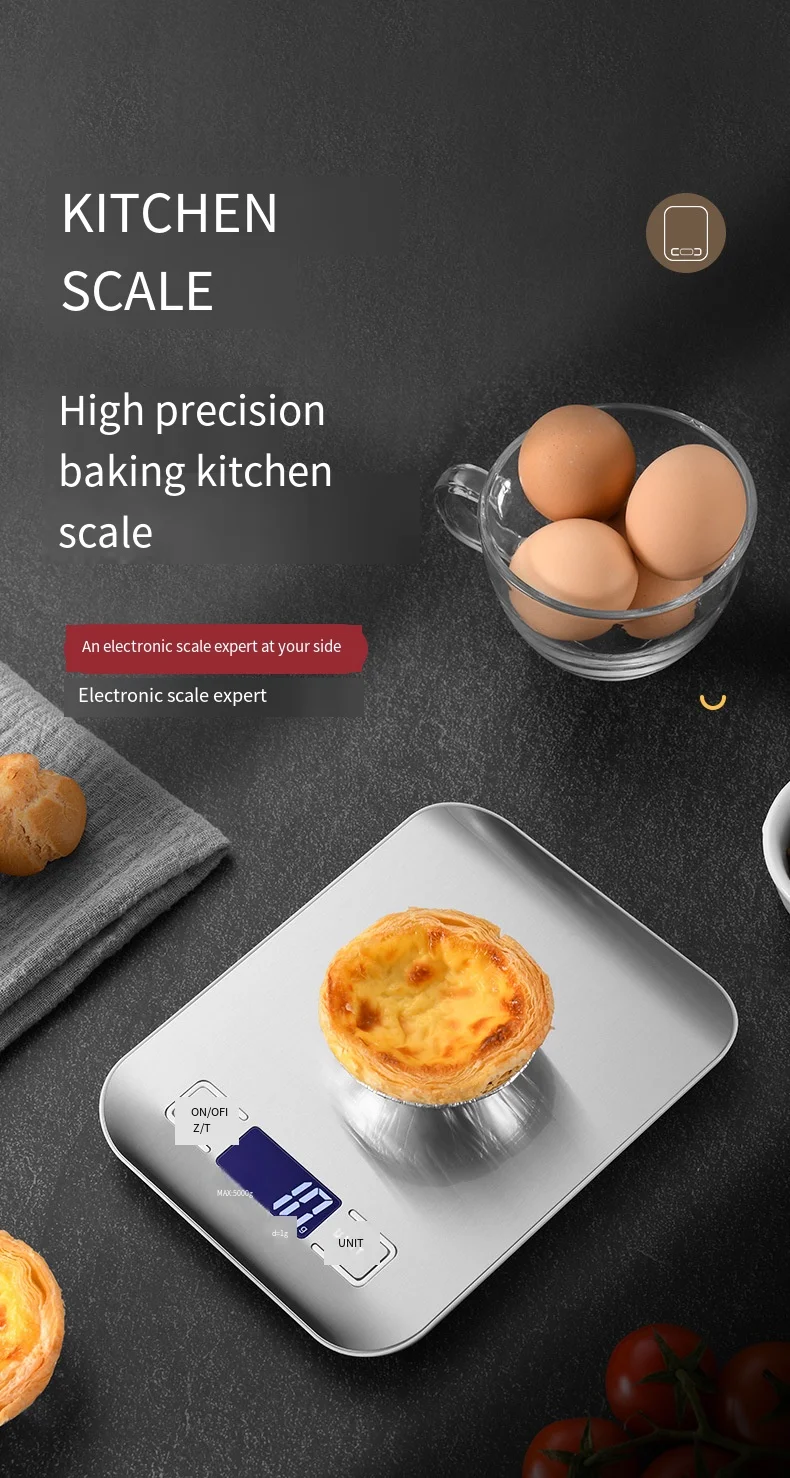 S366f5173bcf34e1d96421ca305c7ebe1k.webp 5kg/1g Multifunction Electric Digital Kitchen Food Scale LCD Display, High Precise Waterproff Measuring Scale Stainless Steel