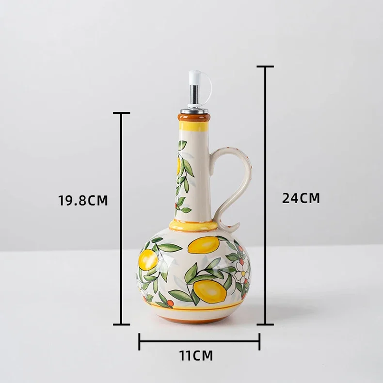 S3881ce2677374255a4478dca769b6fe9z.webp Hand-Painted Ceramic Oil Bottle Kitchen Storage Nordic Vinegar Oil Dispenser Cooking Utensil for Home Use Kitchen Seasoning Jar