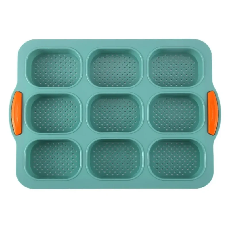 Bakeware 9 Grids Silicone Cake Mold Silicone Non-Stick Bread Baking Form Non-slip Reusable Silicone Baking Pan Baking Tool