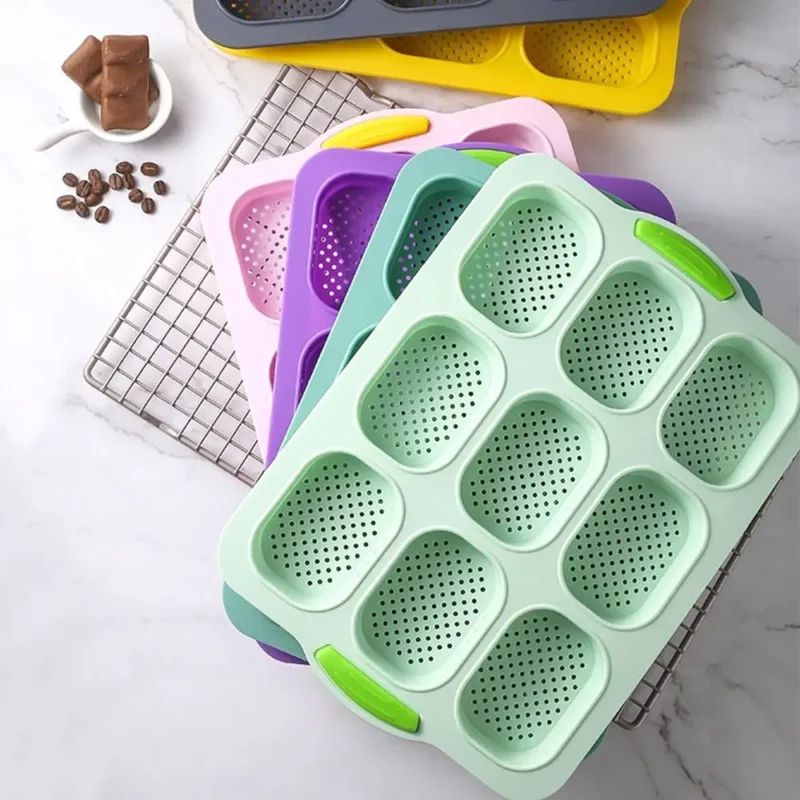 Bakeware 9 Grids Silicone Cake Mold Silicone Non-Stick Bread Baking Form Non-slip Reusable Silicone Baking Pan Baking Tool