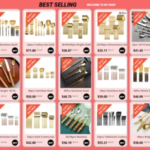 S3b105a00713e46e1a5c50995f5fc1303V.webp 16pcs Gold Cutlery Set Forks Knives Spoons Dinnerware Dishwasher Safe Stainless Steel Western Tableware Silverware Wedding Gift