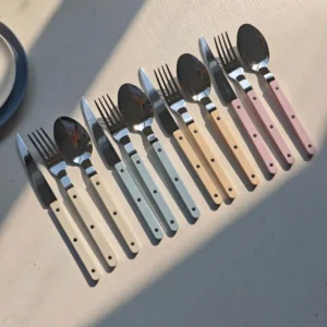 Colorful 316 Stainless Steel Western Cutlery Set, French Clasp Handle Steak Knives, Dessert Forks Spoons Flatware Collection