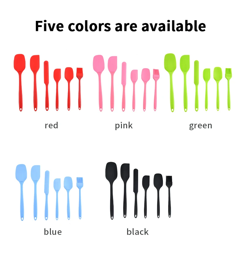 Silicone Kitchenware 6-Piece Set, Cream Scraper, Spatula, Oil Brush, Size Scraper Set Baking Tool, Non-Integrated Hand