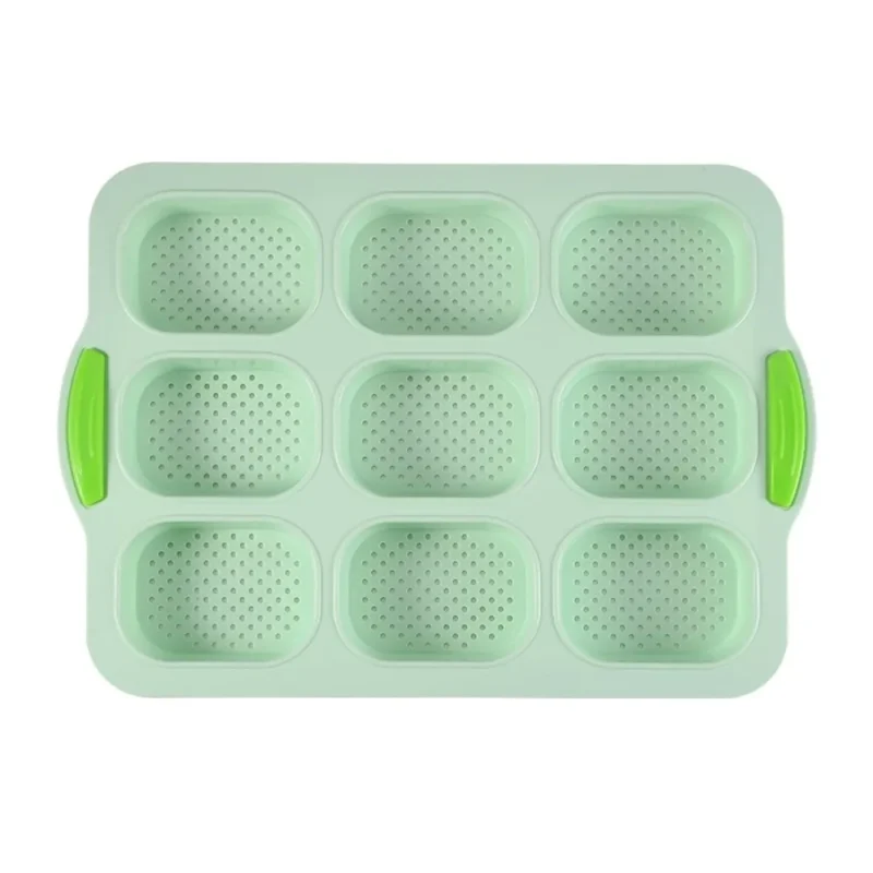 Bakeware 9 Grids Silicone Cake Mold Silicone Non-Stick Bread Baking Form Non-slip Reusable Silicone Baking Pan Baking Tool