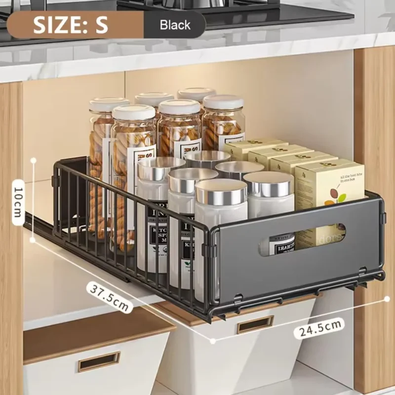 S459e90b47dce4eaf93668b89b61dbb7cH.webp Kitchen Storage Rack Pull Out Cabinet Organizer Slide Drawer Storage Tray Seasoning Bottle Spice Storage Rack Kitchen Organizer