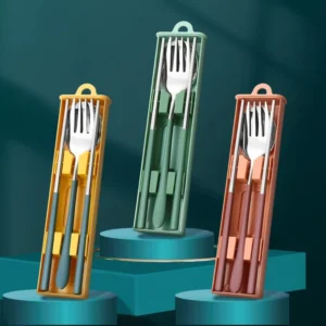 S486a2220f7da4e789b736327fce350ffL.webp 304 Dinnerware Set Flatware Stainless Steel Portable Cutlery Sets Camping Travel Set Case Knife Fork Spoon Kitchen Accessories