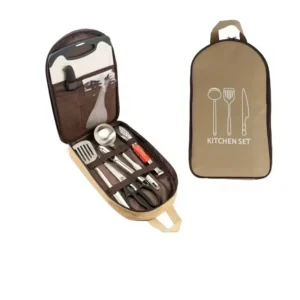 Outdoor Cookware 8-piece Set Camping Kitchen Utensils Portable Stainless Steel Tableware Camping Picnic Supplies BBQ Tools