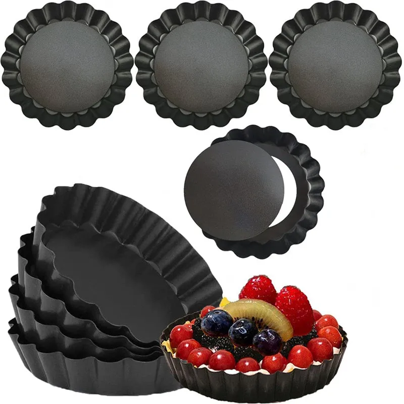 Baking Cake Molds Alloy Round Non Stick Tart Quiche Pans Removable Bottom Pie Pizza Baked Mould Cup Bakeware Alloy Kitchen Tool