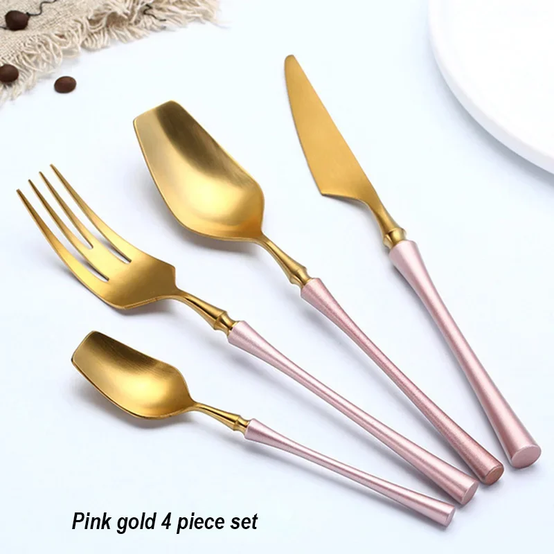 S5001b096d44645a2b11111b0843079bdT.webp 4 Pcs Mirror Matte Stainless Steel Black Gold Silver Cutlery Dinnerware Tableware Knife Spoon Fork Flatware Set Dishwasher Safe