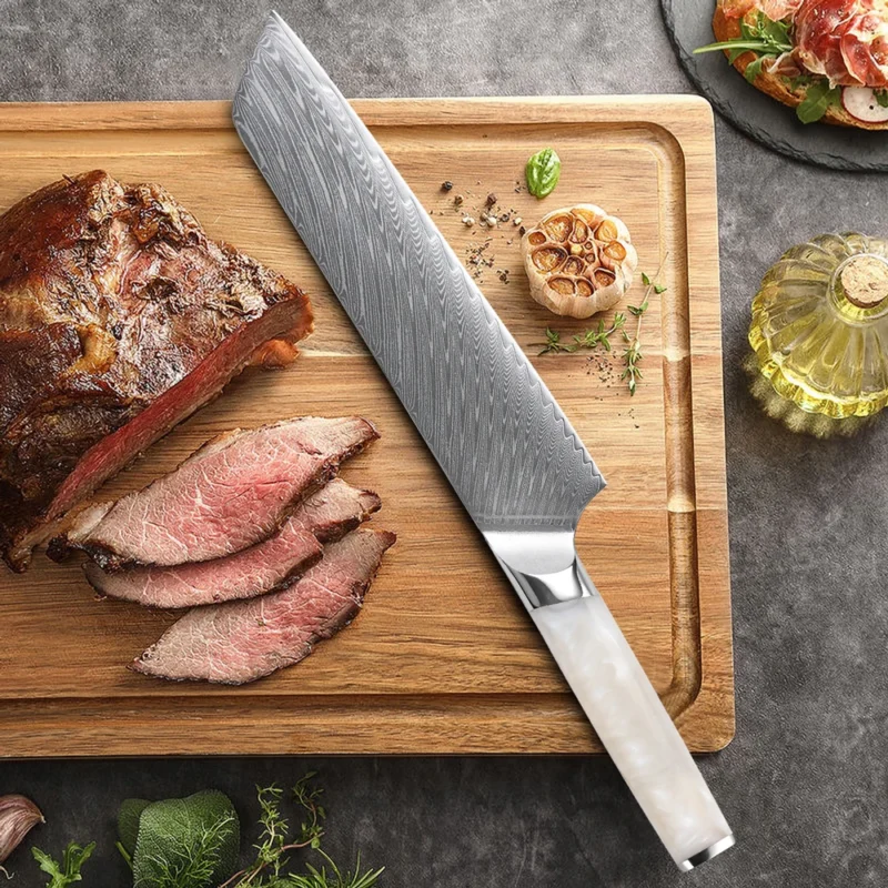 F.YOUNG 8.5" Japanese Kiritsuke Knife Damascus Steel Kitchen Professional Chef Knife Sharp Slicing Cleaver Cooking Tools Cutlery
