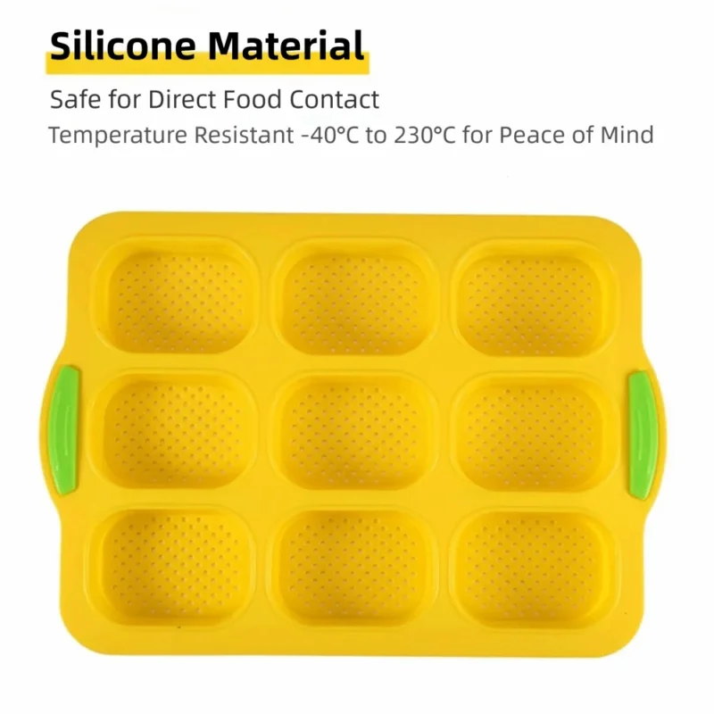 Bakeware 9 Grids Silicone Cake Mold Silicone Non-Stick Bread Baking Form Non-slip Reusable Silicone Baking Pan Baking Tool
