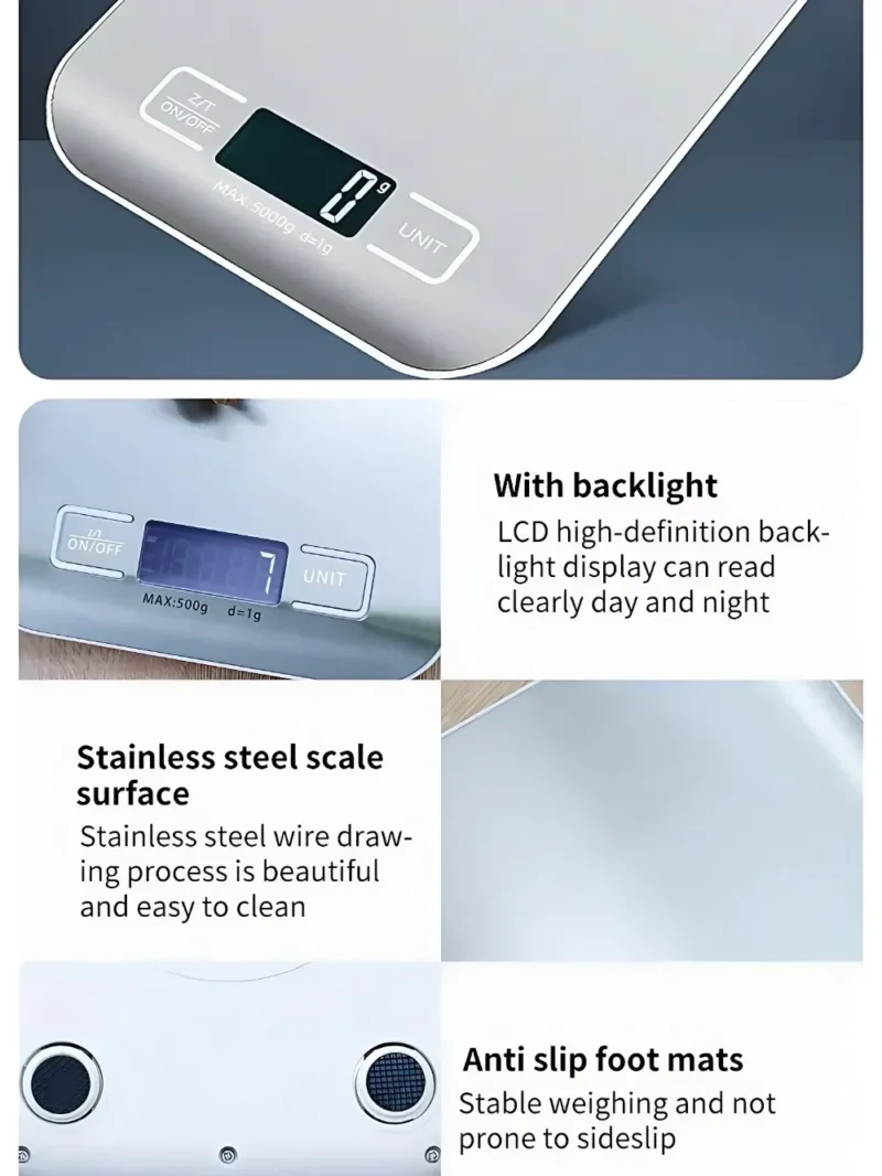 S537f63745a174573a30fbccf2576df77U.webp Kitchen Digital Scale Multi-function Portable Weighing Scale LCD Display USB Electronic Scales Baking Measuring Tools