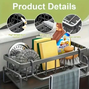 Effective Draining Kitchen Sponge Shelf, Soap Holder, Stainless Steel Material Is More Sturdy, Slope Design Is Free From Water Accumulation, Towel Independent Rack Effective Anti-Mold, Kitchen Storage