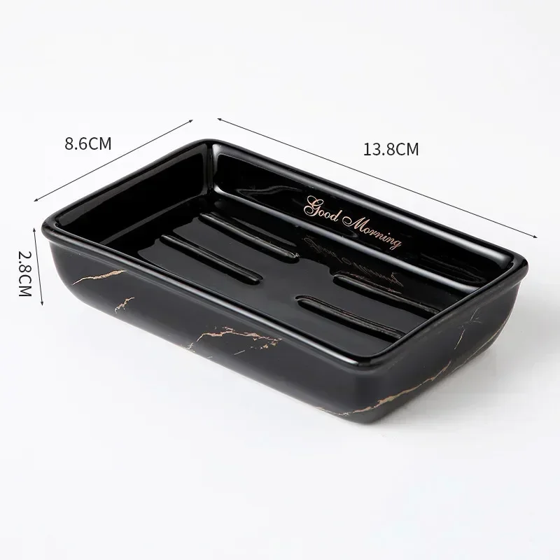 Light Luxury Soap Holder Ceramic Rectangle Household Bathroom Accessories Soap Dish Holders Restroom Organizer Kitchen Storage