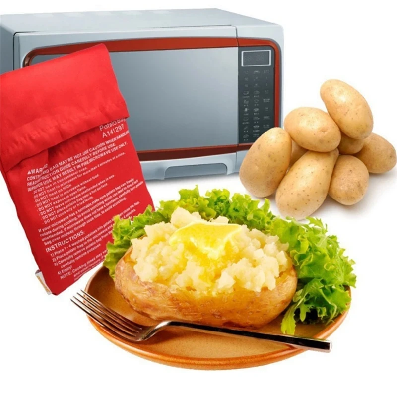 S5e0afd54d01245ab9f3c4d37e5fec66eC.webp Kitchen Supplies Microwave Potato Bag Baked Potato Bag Red Pouch Cooking in Just 4 Minutes Cooker Bag Potato Bags Kitchen Tools