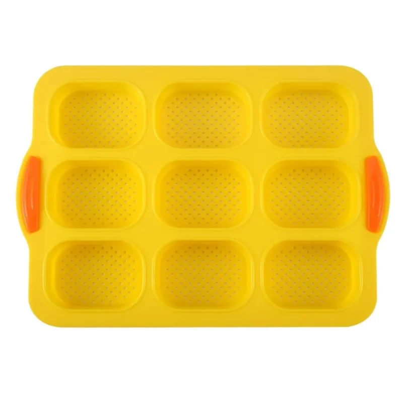 Bakeware 9 Grids Silicone Cake Mold Silicone Non-Stick Bread Baking Form Non-slip Reusable Silicone Baking Pan Baking Tool