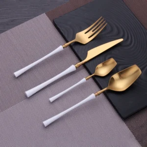 S608f4c19b3aa48b78e99e74a084e8eddy.webp 4 Pcs Mirror Matte Stainless Steel Black Gold Silver Cutlery Dinnerware Tableware Knife Spoon Fork Flatware Set Dishwasher Safe