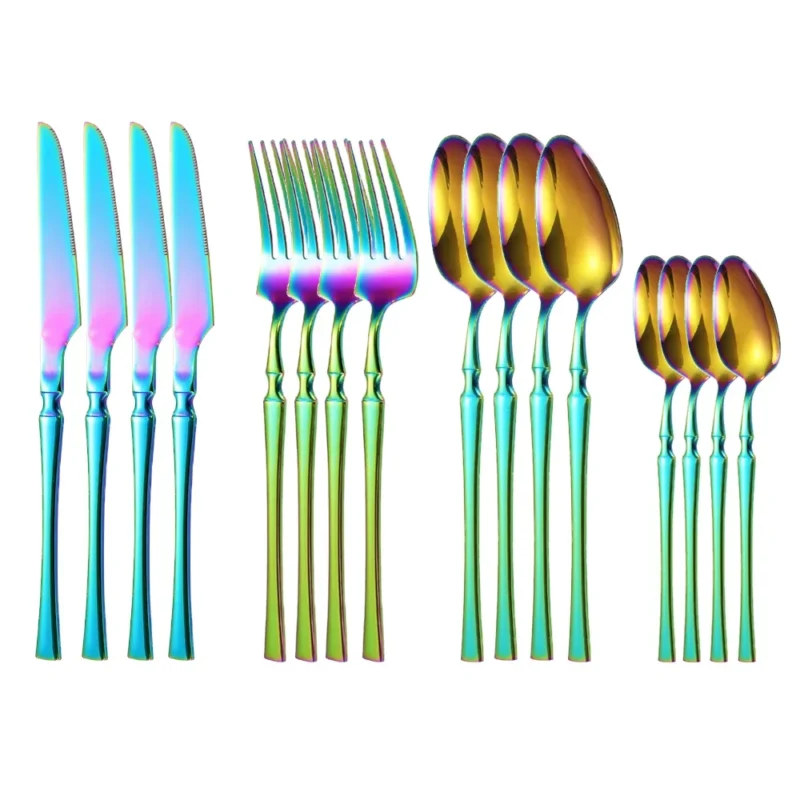 S62201ae01efb4835a11765a83abeebadz.webp 16pcs Gold Cutlery Set Forks Knives Spoons Dinnerware Dishwasher Safe Stainless Steel Western Tableware Silverware Wedding Gift