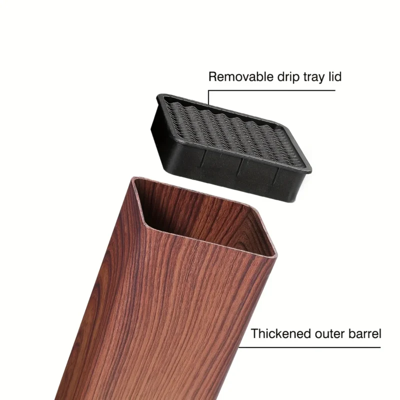 S6243c8d41acd42af964a08e02058af48y.webp 1pc New PP Home Kitchen Knife Block Holder Rack Stands with Wood Grain Surface and Rubber Plastic Coating for Kitchen Storage