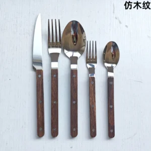 Colorful 316 Stainless Steel Western Cutlery Set, French Clasp Handle Steak Knives, Dessert Forks Spoons Flatware Collection