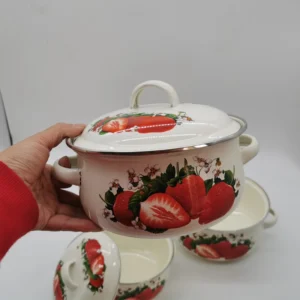 S65920be9b34d47cd9a66254196f9cd80F.webp 16cm 18cm 20cm 3piece Set Strawberry Enameled Cookware Set
