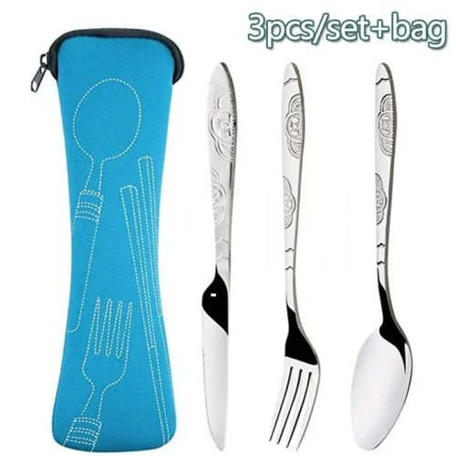 S65aa576973c245fb9ccb1f980b764c78O.webp Picnic Set Tableware Washable with Zipper Travel Cutlery Kit Case Portable Pouch for Dinner Household Tool Travel Camping Spoon