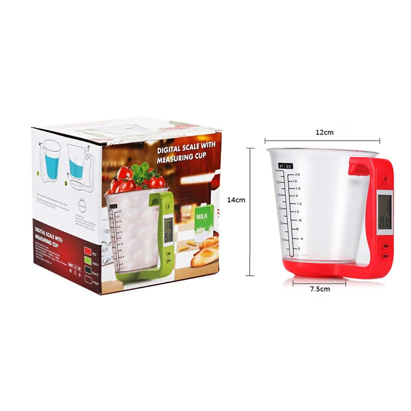 Kitchen Scales with LCD Display 1000g/1g Measuring Cup Kitchen Mixing Bowl Temperature Measurement Cups Kitchen Baking Tools