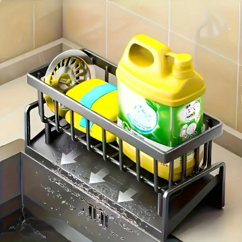 Effective Draining Kitchen Sponge Shelf, Soap Holder, Stainless Steel Material Is More Sturdy, Slope Design Is Free From Water Accumulation, Towel Independent Rack Effective Anti-Mold, Kitchen Storage