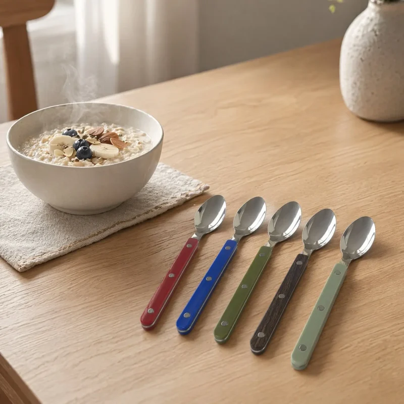 Colorful 316 Stainless Steel Western Cutlery Set, French Clasp Handle Steak Knives, Dessert Forks Spoons Flatware Collection