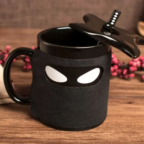 S7239dbf0d86b410ba186f9d34554dda69.webp Ninja Mugs Water Cup Creative Funny Mugs with Lid Spoon Set Porcelain Kitchen Utensils Drinkware Mug Coffe Kawaii Cup