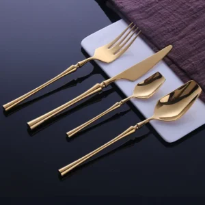 S74209d6717a6416db69a8647180d09f0B.webp 4 Pcs Mirror Matte Stainless Steel Black Gold Silver Cutlery Dinnerware Tableware Knife Spoon Fork Flatware Set Dishwasher Safe
