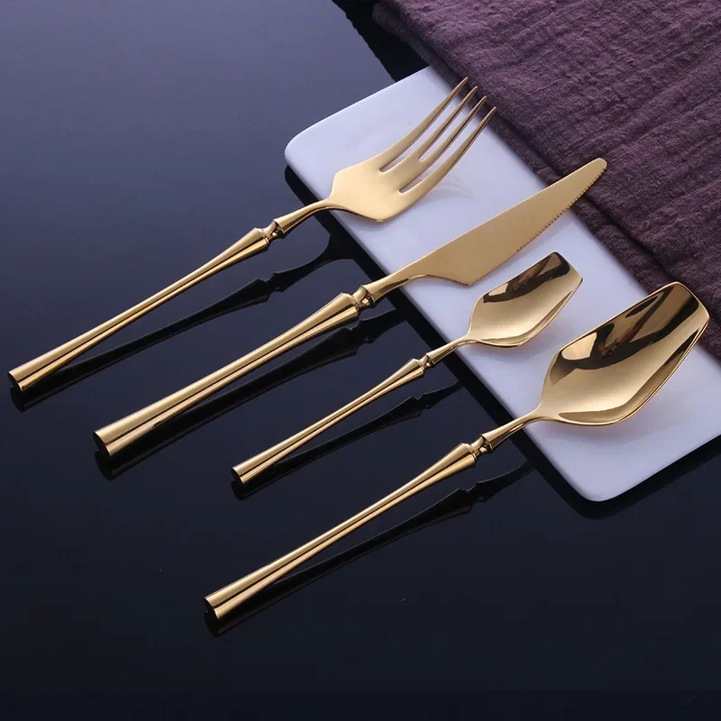 S74209d6717a6416db69a8647180d09f0B.webp 4 Pcs Mirror Matte Stainless Steel Black Gold Silver Cutlery Dinnerware Tableware Knife Spoon Fork Flatware Set Dishwasher Safe