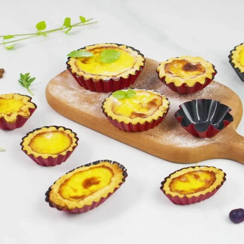 S79f8024195a4482b9db8e9a99b9976f3V.webp Bakeware Carbon Steel Egg Tart Molds Non-stick Mini Cake Mold Reusable Creative Tartlet Baking Mold Home