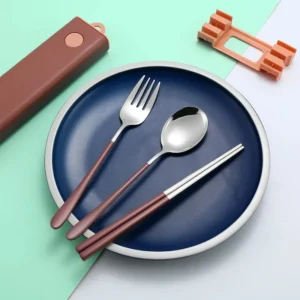 S7ab20b8c2edc4edd8edf708c9153aa23d.webp 304 Dinnerware Set Flatware Stainless Steel Portable Cutlery Sets Camping Travel Set Case Knife Fork Spoon Kitchen Accessories