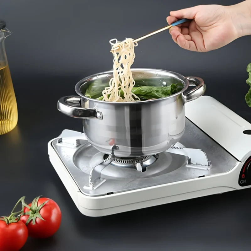 4pcs Stainless Steel Cookware Set with Heat Conduction Simmering Feature - Perfect for Soup, Noodles & More | Essential Kitchen