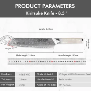F.YOUNG 8.5" Japanese Kiritsuke Knife Damascus Steel Kitchen Professional Chef Knife Sharp Slicing Cleaver Cooking Tools Cutlery