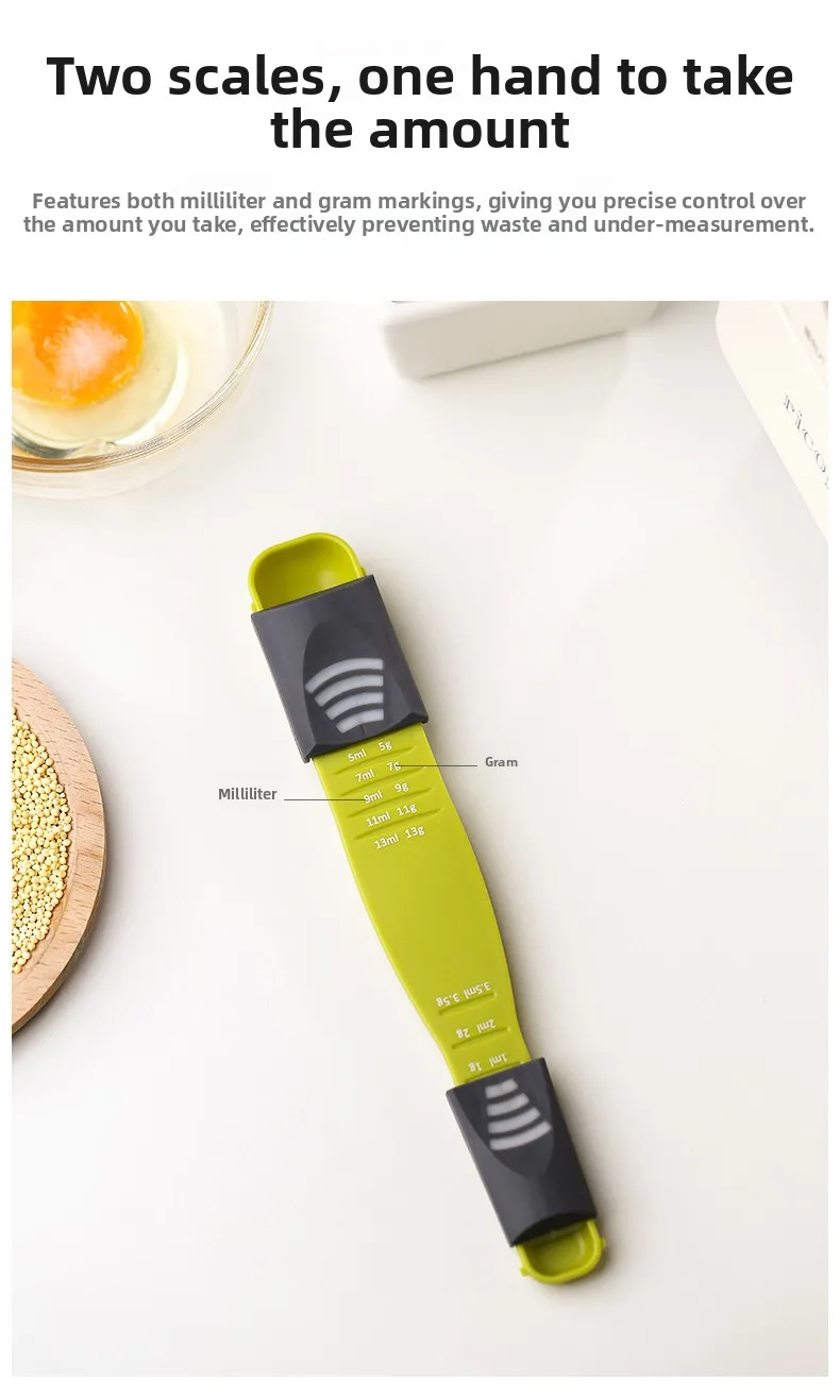 Kitchen Household Adjustable Measuring Spoon with Scale, Gram-controlled Salt and Milk Powder Measuring Spoon