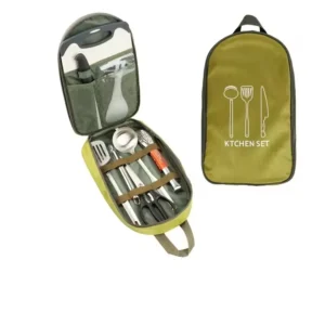 Outdoor Cookware 8-piece Set Camping Kitchen Utensils Portable Stainless Steel Tableware Camping Picnic Supplies BBQ Tools