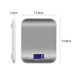 S83c9ba4a11c1439cafda4b4ca3a022f4i.webp 5kg/1g Multifunction Electric Digital Kitchen Food Scale LCD Display, High Precise Waterproff Measuring Scale Stainless Steel